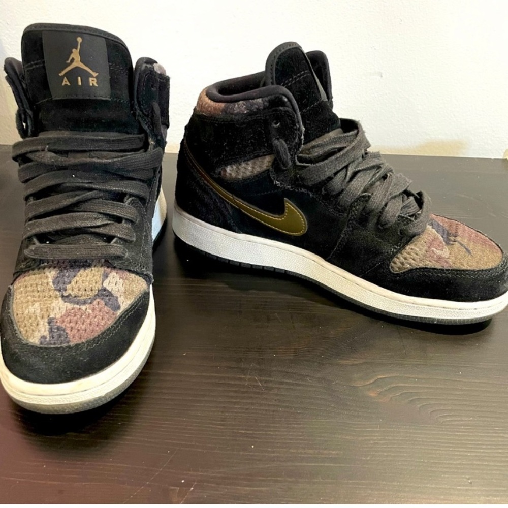 Suede Jordan 1s camo print